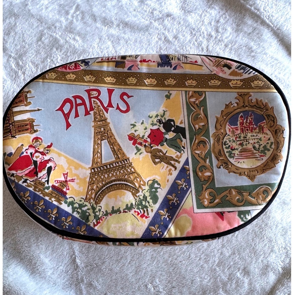 Nick & Nora Travel Makeup Bag Postcard Dopp Kit Cosmetic Bag Vanity Case - Picture 3 of 6